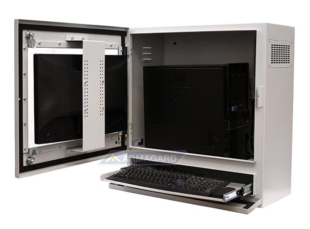 PENC- 400 Armadio PC Industriale – vista con monitor, computer e tastiera 